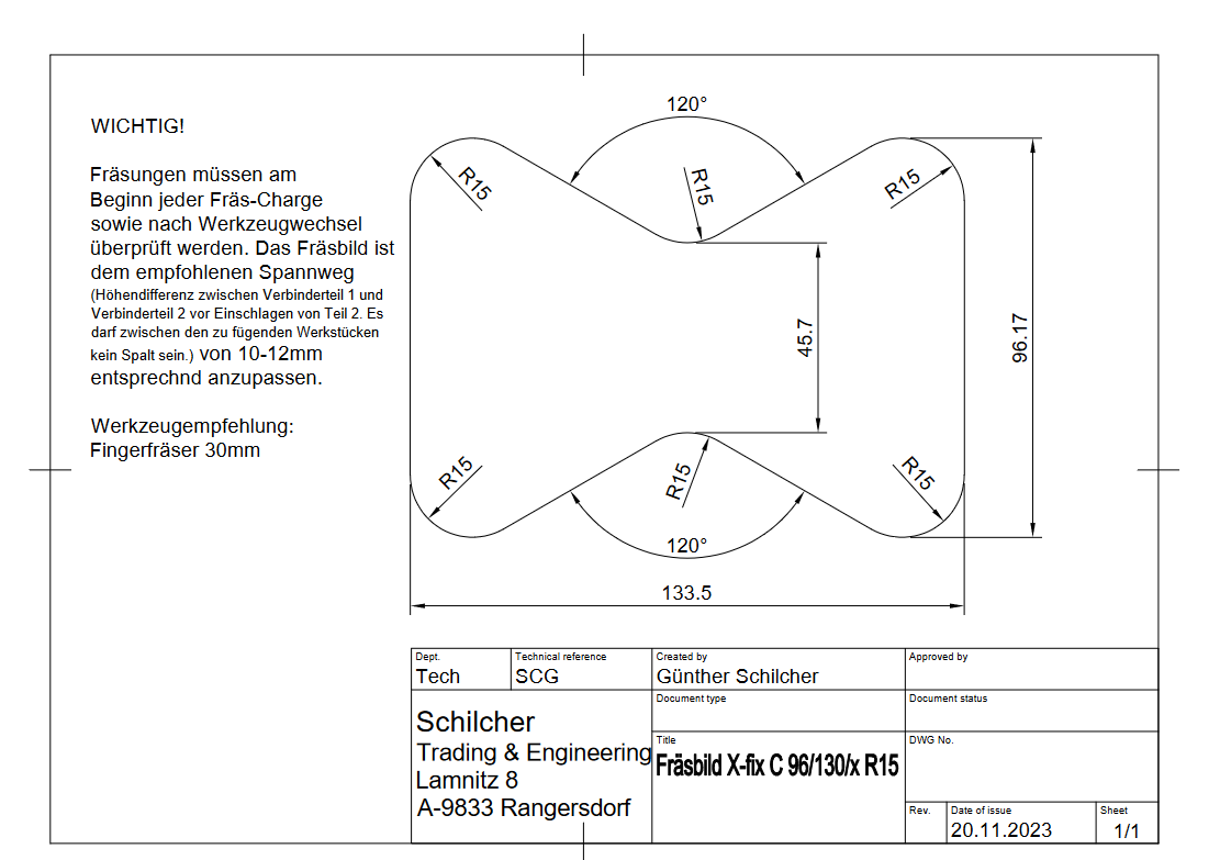 X-fix Holzverbinder C 96/130/65 R15