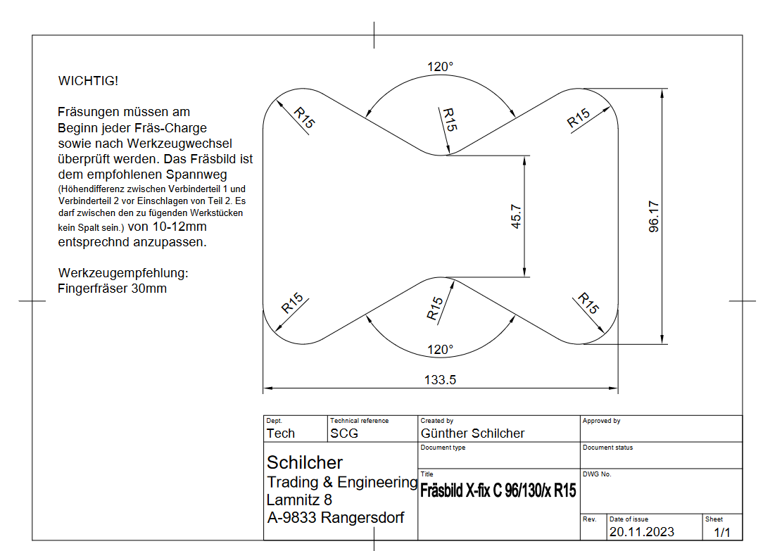 X-fix wood connector C 96-130-90 R15